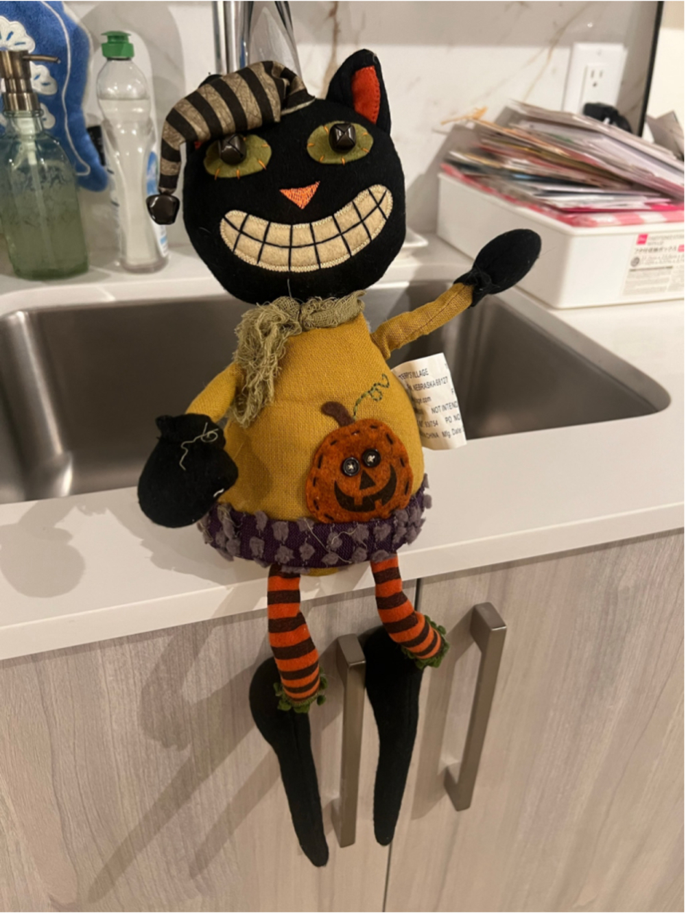 Terry’s Village Halloween Black Cat Pumpkin Shelf Sitter Doll 93/754 Handmade